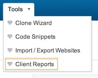 Вы найдете инструмент «Отчеты о клиентах» в подменю «Инструменты» в верхней панели на панели инструментов: